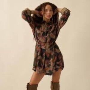 Abstract Print shirt romper